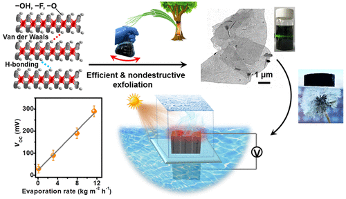 Mildly Peeling Off and Encapsulating Large MXene Nanosheets with Rigid Biologic Fibrils for Synchronization of Solar Evaporation and Energy Harvest,ACS nano,2022,Xinpeng Che, Weihua Zhang, Lifen Long, Xiaofang Zhang, Danfeng Pei, Mingjie Li, Chaoxu Li