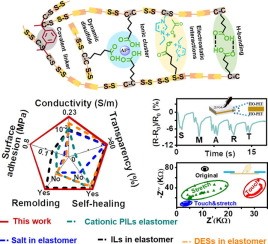 Zwitterionic dynamic elastomer with high ionic conductivity for self-adhesive and transparent electronic skin,Chemical Engineering Journal,2022,Danfeng Pei, Shanyu Yu, Xiaofang Zhang, Yijun Chen, Mingjie Li, Chaoxu Li,DOI:10.1016/j.cej.2022.136741